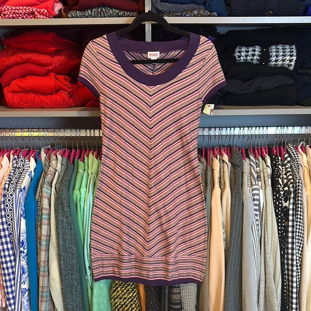 Mossimo Supply Co. purple/pink striped short sleeve dress size S NWT